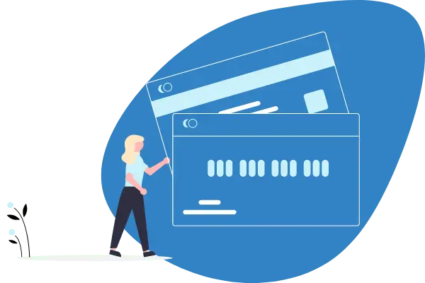 Woman securely paying with a credit card